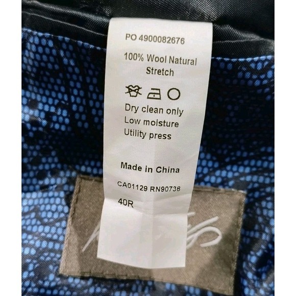 Tallia 2 Piece Suit Mens 40R Wool 36x32 Blue Windowpane Plaid Flat Front - Picture 7 of 16